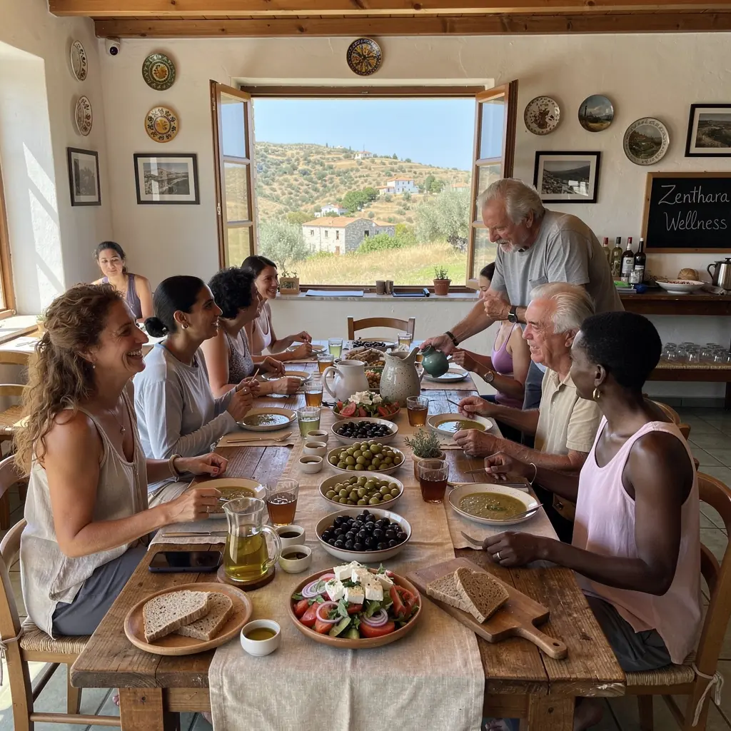 Δύο άτομα συμμετέχουν σε μια συνεδρία διαλογισμού σε ένα ήσυχο δωμάτιο.